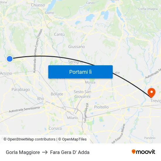 Gorla Maggiore to Fara Gera D' Adda map