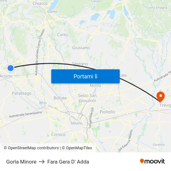 Gorla Minore to Fara Gera D' Adda map