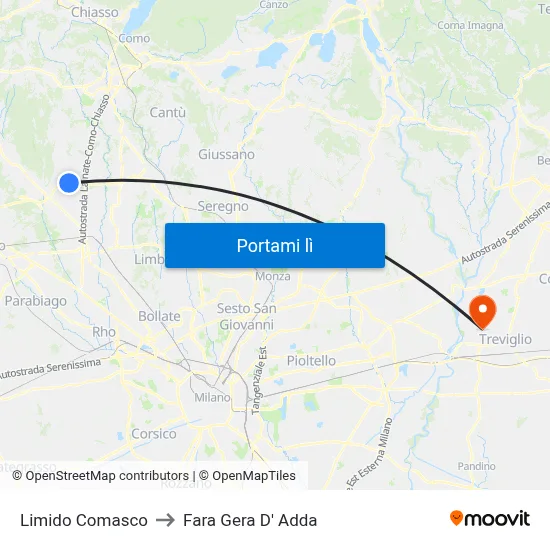 Limido Comasco to Fara Gera D' Adda map