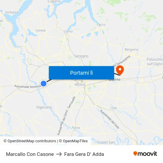 Marcallo Con Casone to Fara Gera D' Adda map