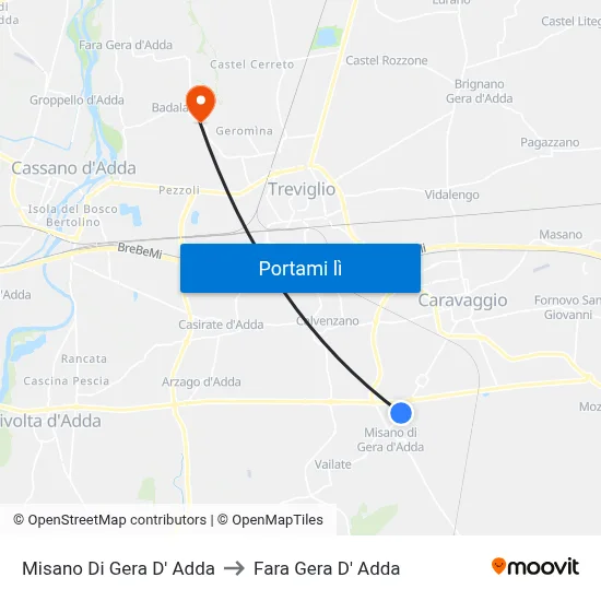 Misano Di Gera D' Adda to Fara Gera D' Adda map