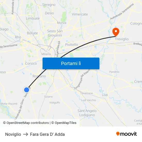 Noviglio to Fara Gera D' Adda map