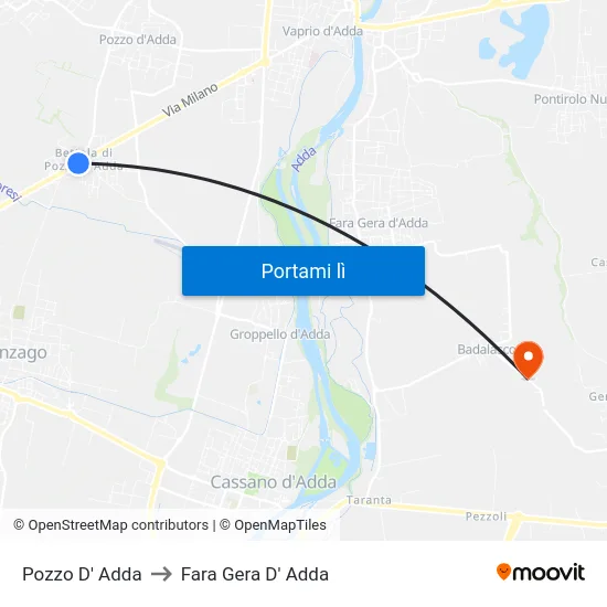 Pozzo D' Adda to Fara Gera D' Adda map