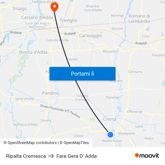 Ripalta Cremasca to Fara Gera D' Adda map