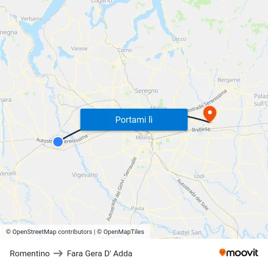 Romentino to Fara Gera D' Adda map