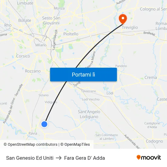 San Genesio Ed Uniti to Fara Gera D' Adda map