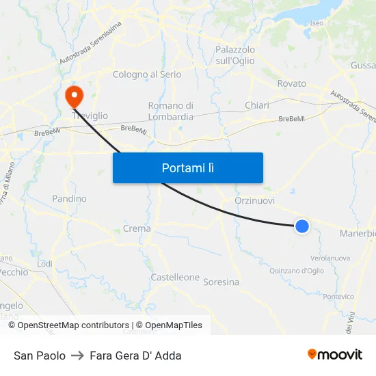 San Paolo to Fara Gera D' Adda map