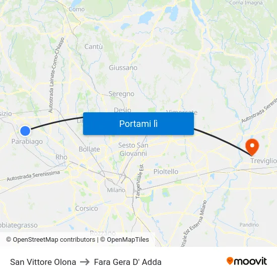San Vittore Olona to Fara Gera D' Adda map