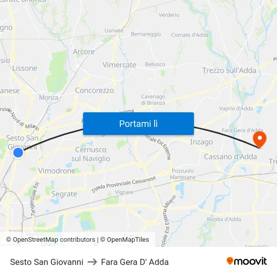 Sesto San Giovanni to Fara Gera D' Adda map