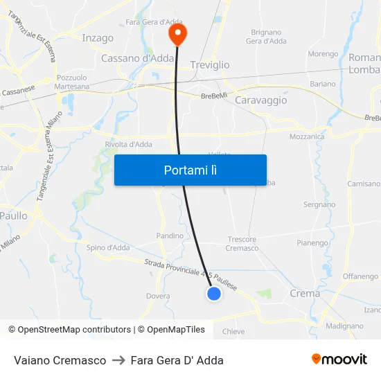 Vaiano Cremasco to Fara Gera D' Adda map