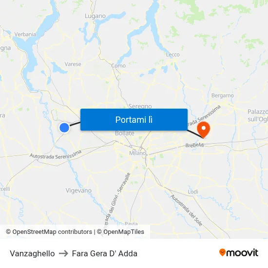 Vanzaghello to Fara Gera D' Adda map
