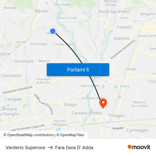 Verderio Superiore to Fara Gera D' Adda map