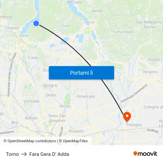 Torno to Fara Gera D' Adda map