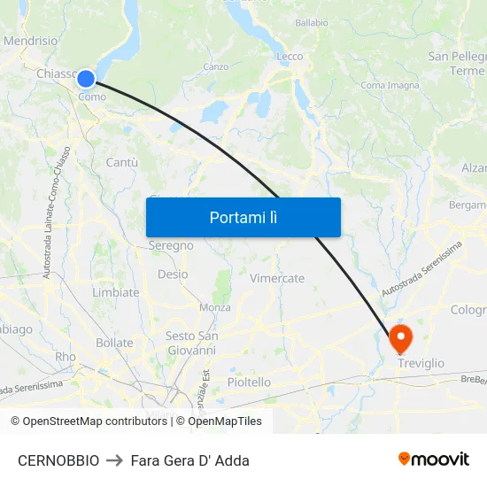 CERNOBBIO to Fara Gera D' Adda map