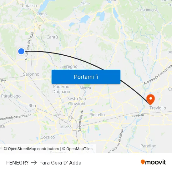 FENEGR? to Fara Gera D' Adda map
