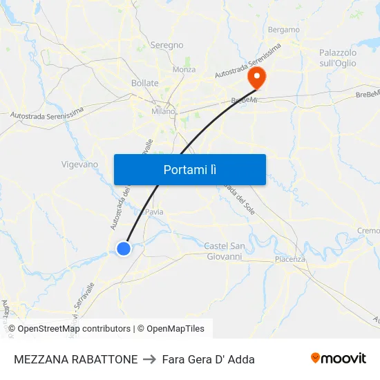 MEZZANA RABATTONE to Fara Gera D' Adda map