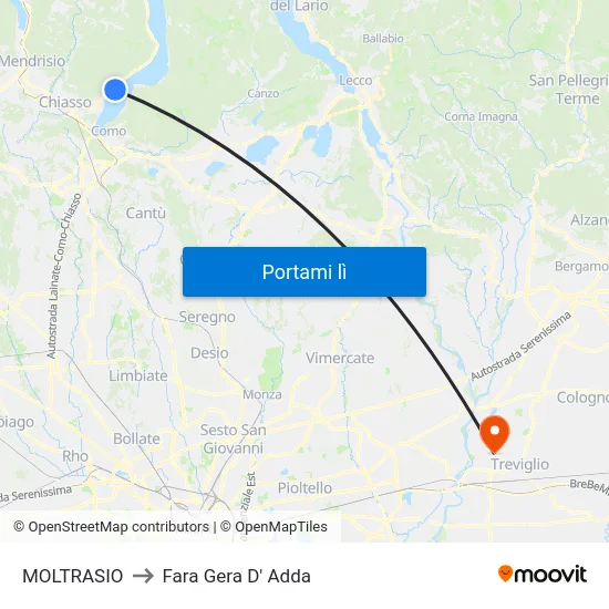 MOLTRASIO to Fara Gera D' Adda map