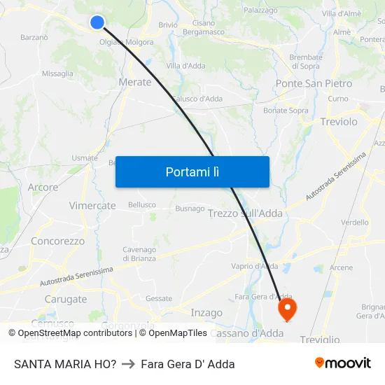 SANTA MARIA HO? to Fara Gera D' Adda map
