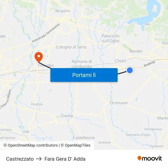 Castrezzato to Fara Gera D' Adda map