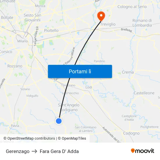 Gerenzago to Fara Gera D' Adda map