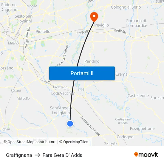 Graffignana to Fara Gera D' Adda map