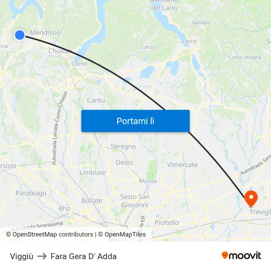 Viggiù to Fara Gera D' Adda map