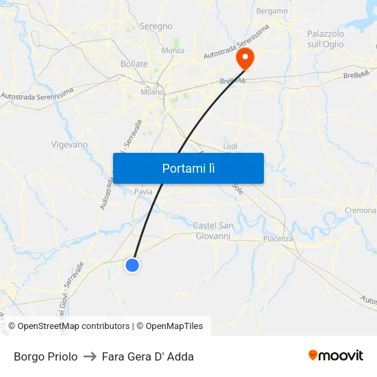 Borgo Priolo to Fara Gera D' Adda map