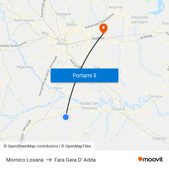 Mornico Losana to Fara Gera D' Adda map