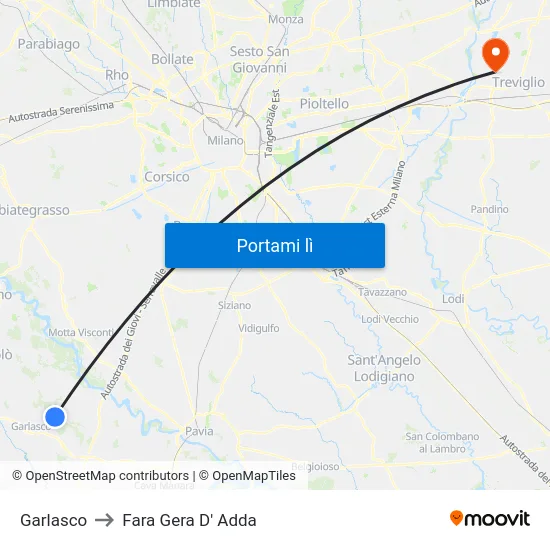 Garlasco to Fara Gera D' Adda map