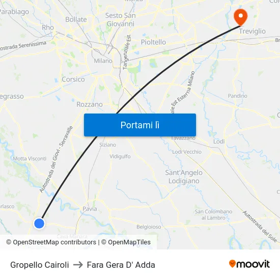 Gropello Cairoli to Fara Gera D' Adda map