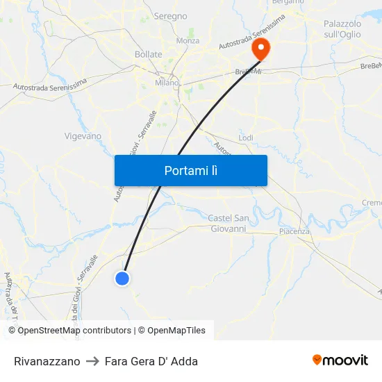 Rivanazzano to Fara Gera D' Adda map