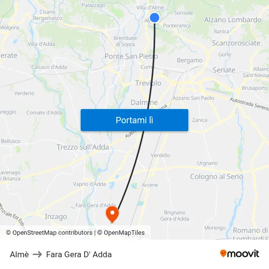 Almè to Fara Gera D' Adda map
