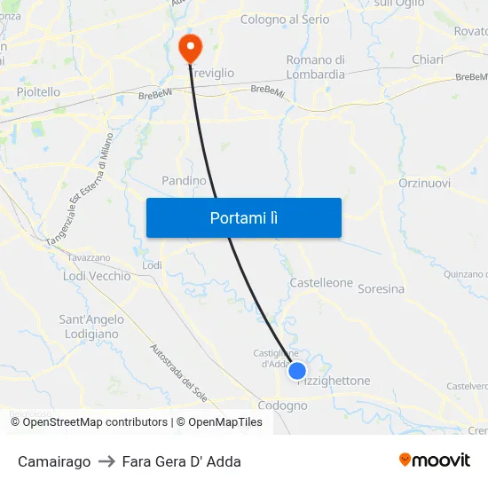 Camairago to Fara Gera D' Adda map