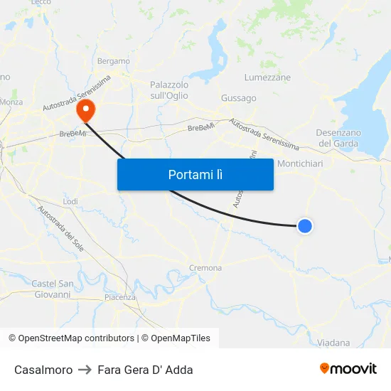 Casalmoro to Fara Gera D' Adda map