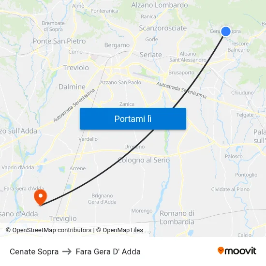 Cenate Sopra to Fara Gera D' Adda map