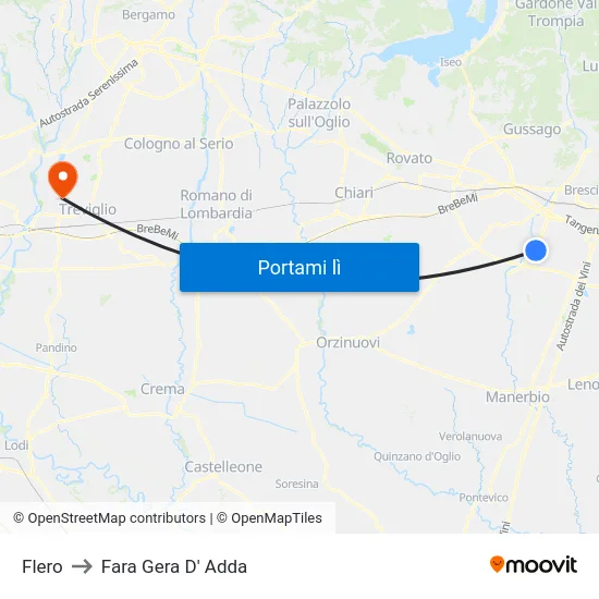 Flero to Fara Gera D' Adda map