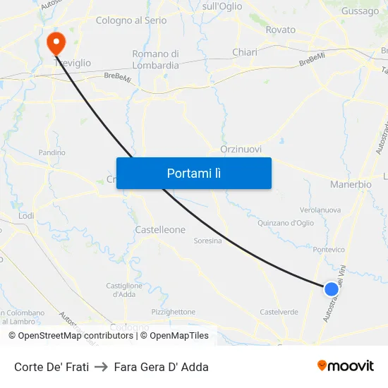 Corte De' Frati to Fara Gera D' Adda map