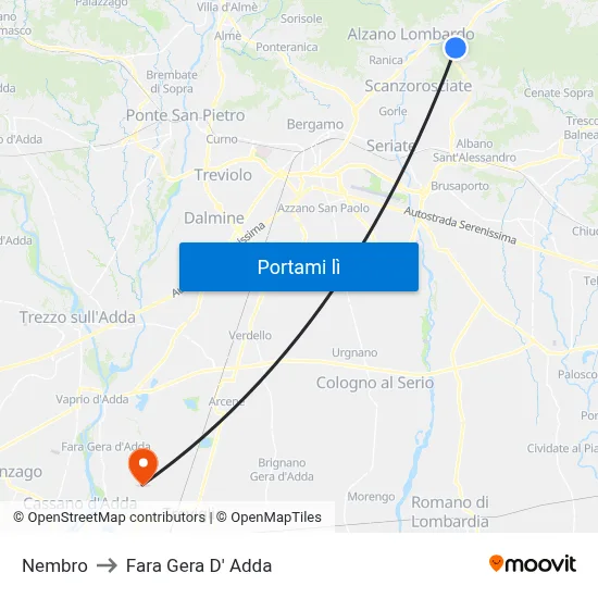 Nembro to Fara Gera D' Adda map