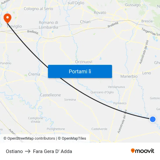 Ostiano to Fara Gera D' Adda map