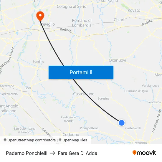 Paderno Ponchielli to Fara Gera D' Adda map