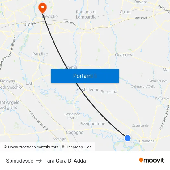 Spinadesco to Fara Gera D' Adda map