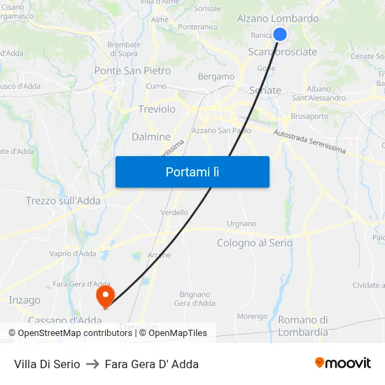Villa Di Serio to Fara Gera D' Adda map