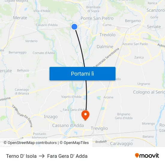 Terno D' Isola to Fara Gera D' Adda map