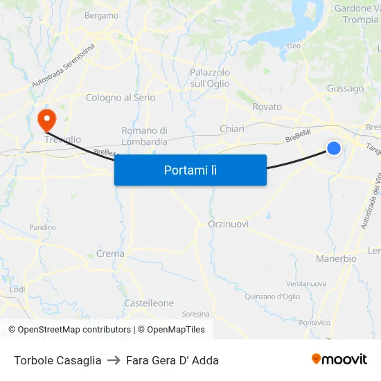 Torbole Casaglia to Fara Gera D' Adda map
