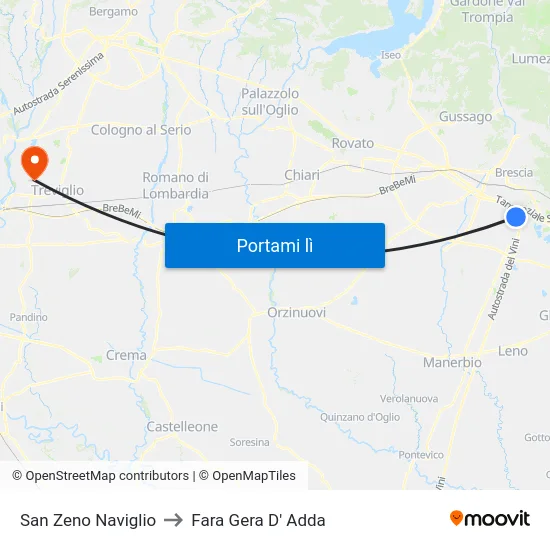 San Zeno Naviglio to Fara Gera D' Adda map