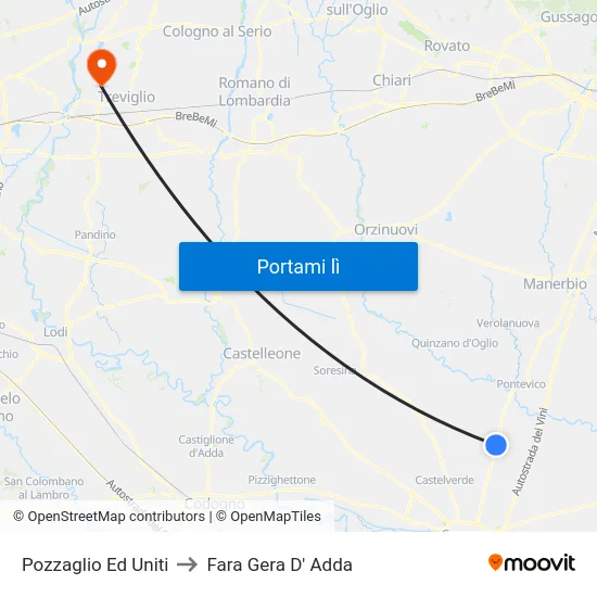 Pozzaglio Ed Uniti to Fara Gera D' Adda map