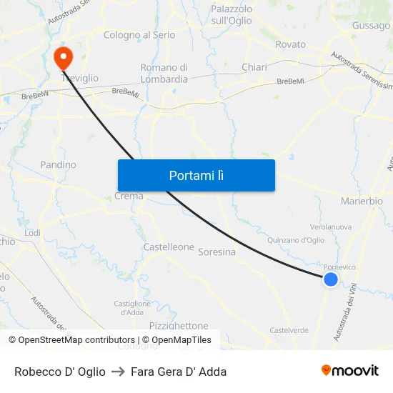 Robecco D' Oglio to Fara Gera D' Adda map