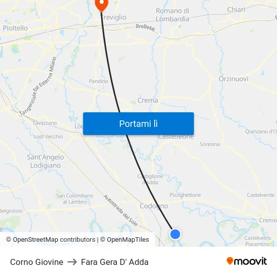 Corno Giovine to Fara Gera D' Adda map