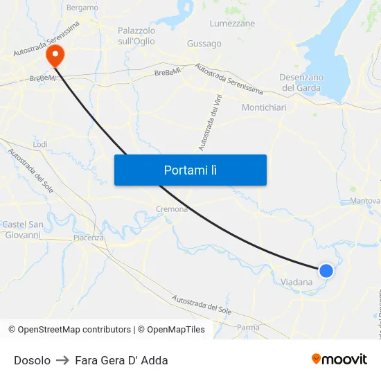 Dosolo to Fara Gera D' Adda map
