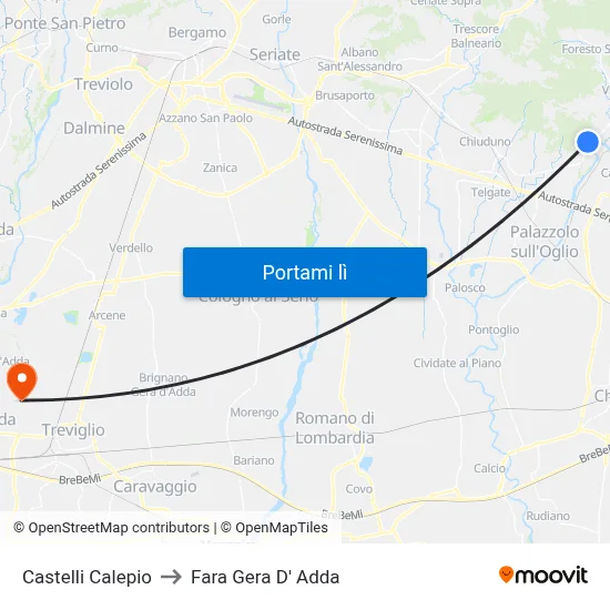 Castelli Calepio to Fara Gera D' Adda map